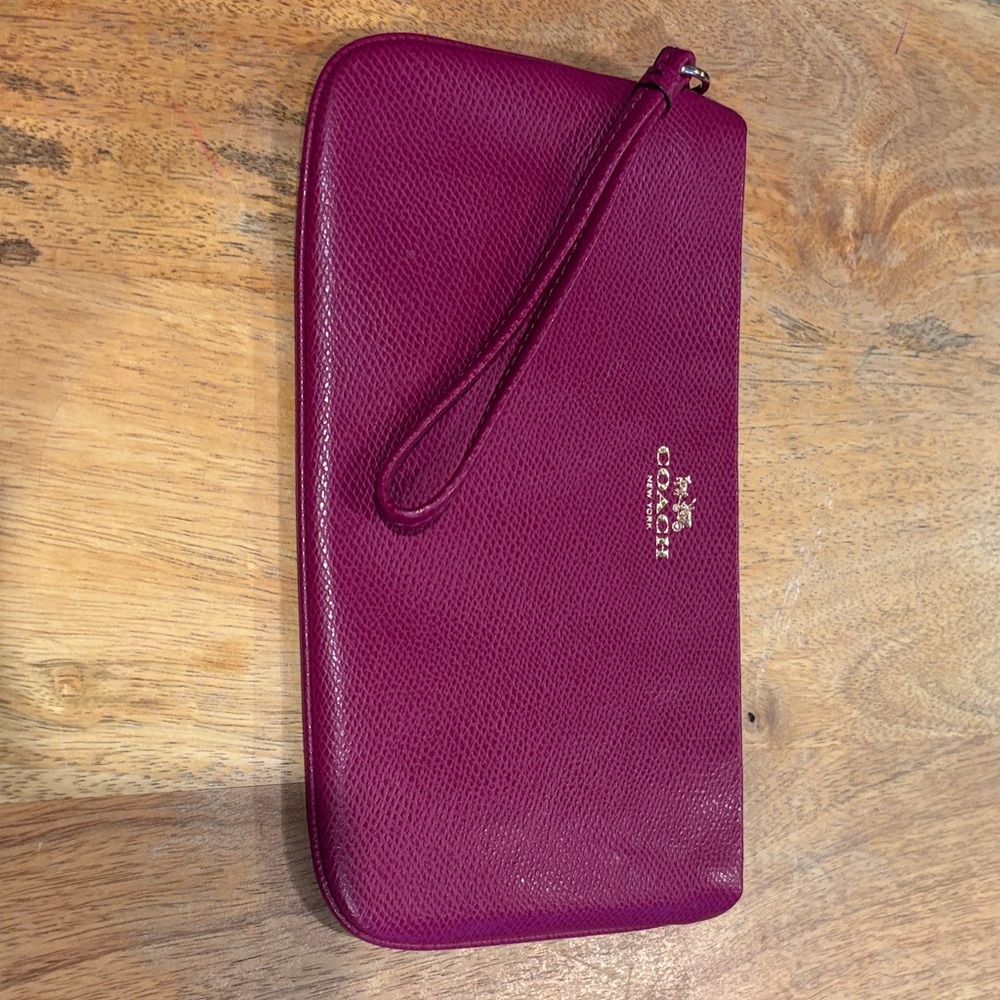Coach Fuchsia Leather Wristlet